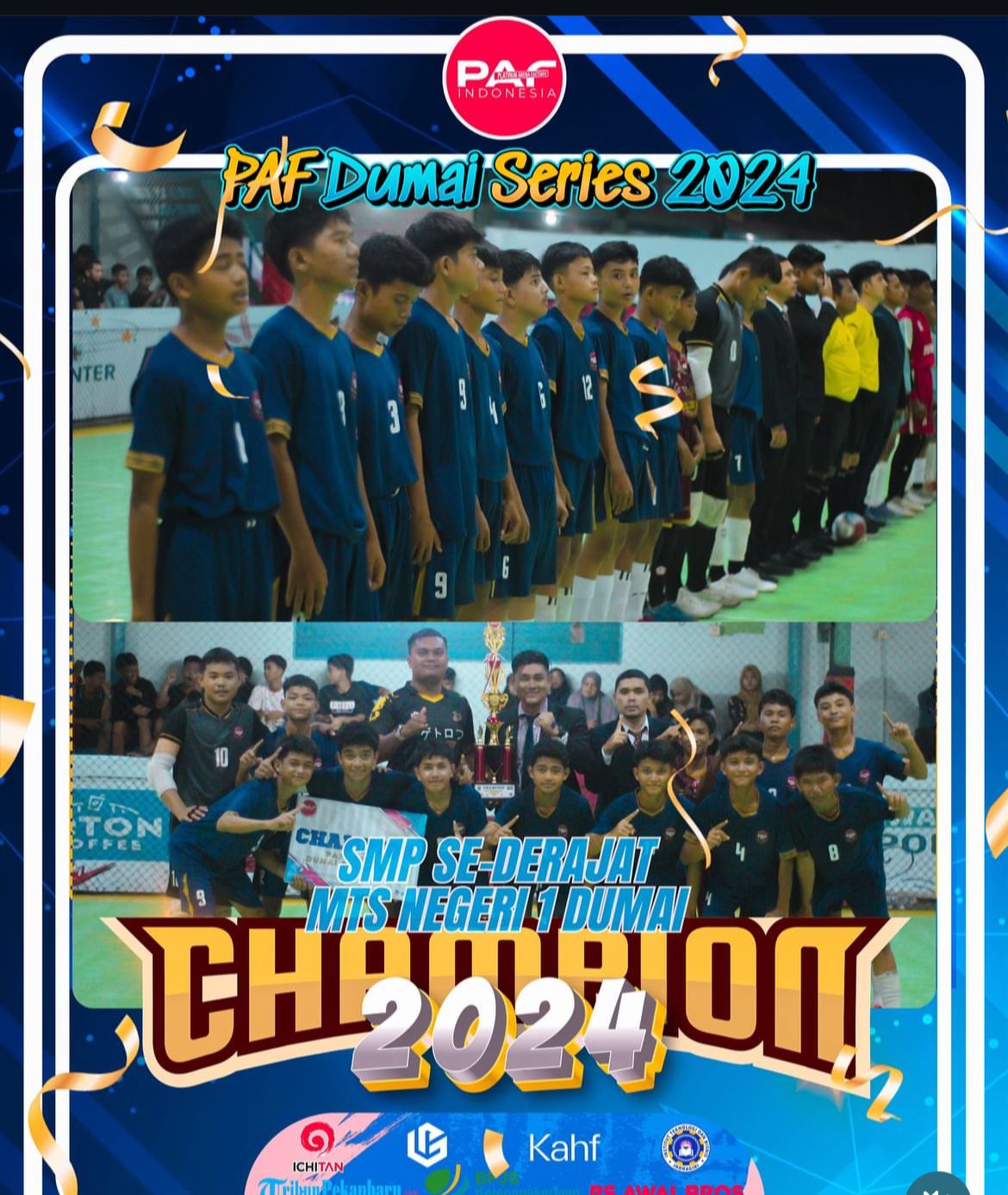 Tim Futsal MTs Negeri 1 Asuhan Hizra Fajrin Juarai Turnamen PAF